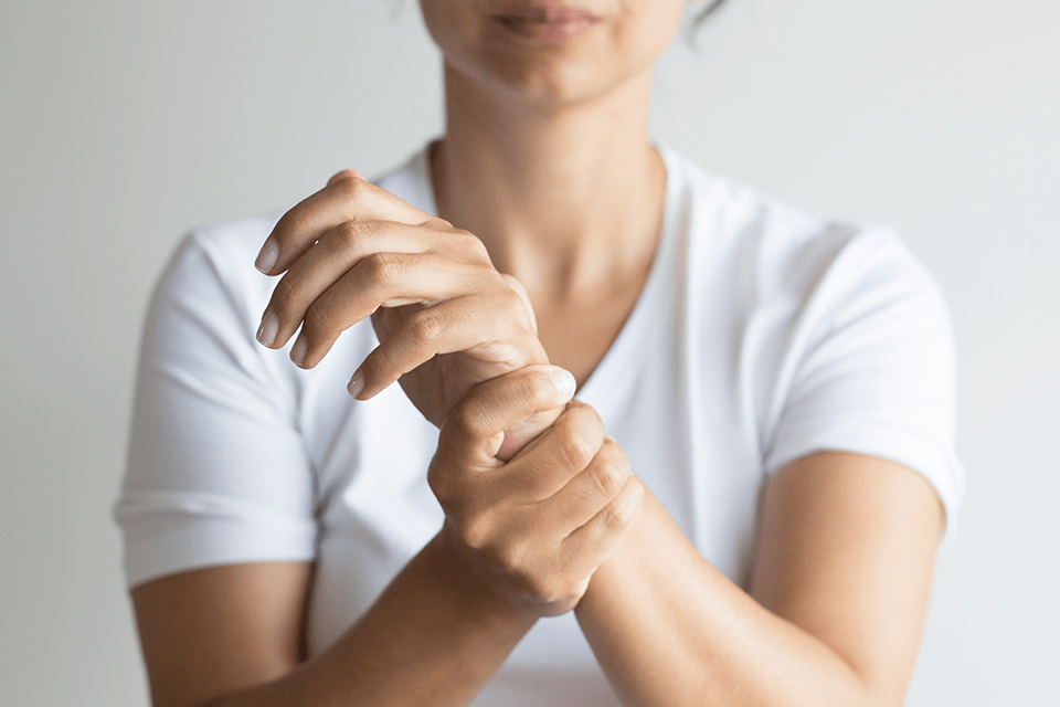 Woman with a sprained wrist